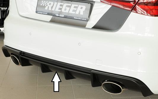 Audi A3 (8V) Rieger Heckeinsatz  für Sportendrohr li. u. re., (152x95mm oval), ABS, für Fzg. mit S-Line Exterieur, 
inkl. Montagezubehör, Gutachten