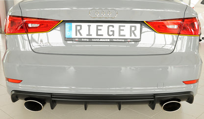 Audi A3 (8V) Rieger Heckeinsatz  für Sportendrohr li. u. re., (152x95mm oval), ABS, für Fzg. mit S-Line Exterieur, 
inkl. Montagezubehör, Gutachten