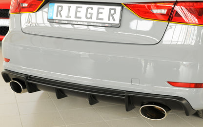 Audi A3 (8V) Rieger Heckeinsatz  für Sportendrohr li. u. re., (152x95mm oval), ABS, für Fzg. mit S-Line Exterieur, 
inkl. Montagezubehör, Gutachten