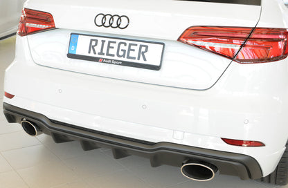 Audi A3 (8V) Rieger Heckeinsatz  für Sportendrohr li. u. re., (152x95mm oval), ABS, für Fzg. mit S-Line Exterieur, 
inkl. Montagezubehör, Gutachten