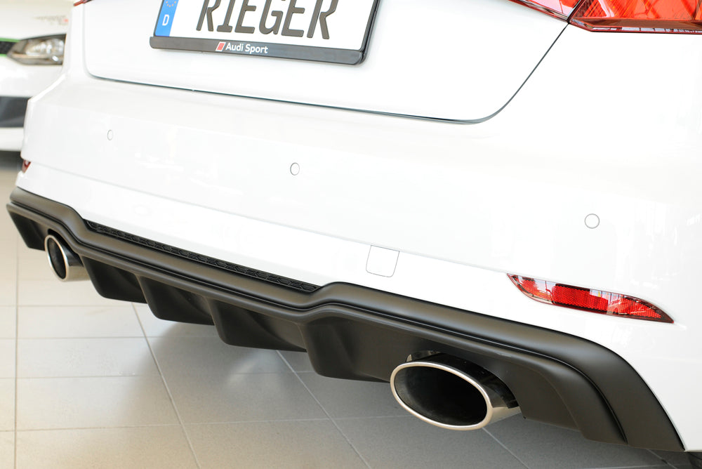 Audi A3 (8V) Rieger Heckeinsatz  für Sportendrohr li. u. re., (152x95mm oval), ABS, für Fzg. mit S-Line Exterieur, 
inkl. Montagezubehör, Gutachten