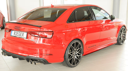 Audi A3 (8V) Rieger Heckeinsatz  für Sportendrohr li. u. re., (4x90mm ø), ABS, für Fzg. mit S-Line Exterieur, 
inkl. Montagezubehör, Gutachten