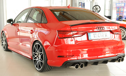 Audi A3 (8V) Rieger Heckeinsatz  für Sportendrohr li. u. re., (4x90mm ø), ABS, für Fzg. mit S-Line Exterieur, 
inkl. Montagezubehör, Gutachten