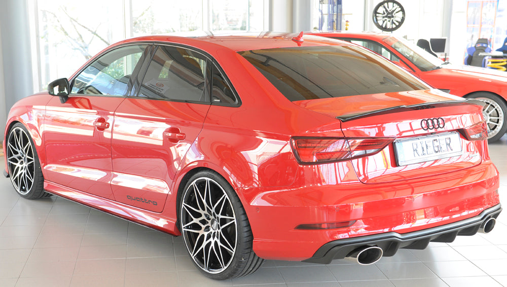 Audi A3 (8V) Rieger Heckeinsatz  für Sportendrohr li. u. re., (152x95mm oval), ABS, für Fzg. mit S-Line Exterieur, 
inkl. Montagezubehör, Gutachten