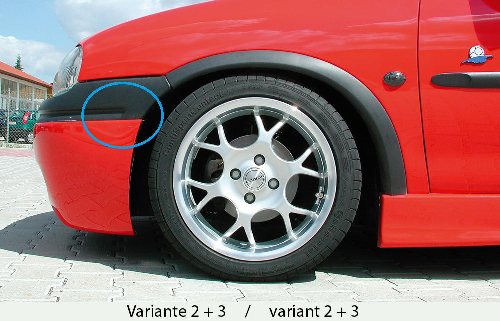 Opel Corsa B Rieger Spoileransatz Variante 2  ABS, 
inkl. Alugitter, Gutachten, Montagezubehör