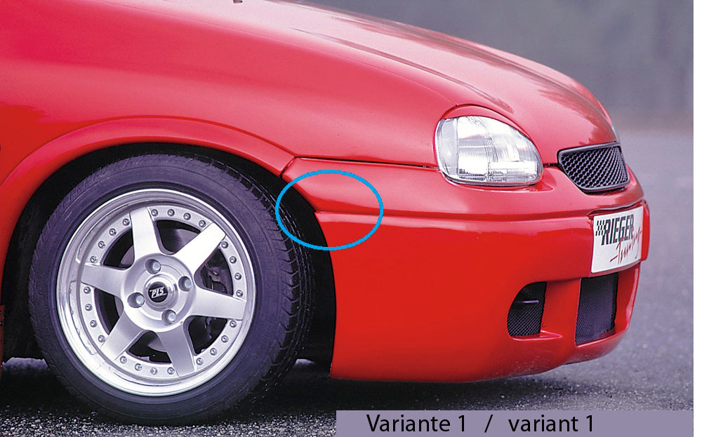 Opel Corsa B Rieger Spoileransatz Variante 2  ABS, 
inkl. Alugitter, Gutachten, Montagezubehör