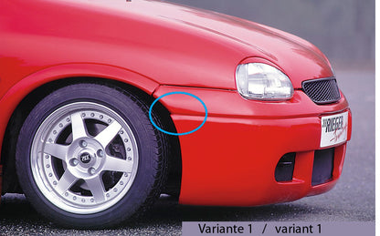 Opel Corsa B Rieger Spoileransatz Variante 2  ABS, 
inkl. Alugitter, Gutachten, Montagezubehör
