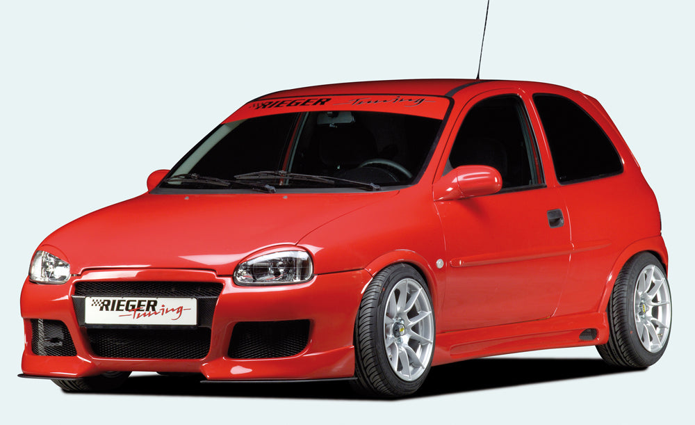 Opel Corsa B Rieger Seitenschweller nicht GSI links, mit Schacht, mit Ausschnitt, ABS, 
inkl. Alugitter, Gutachten, Montagezubehör