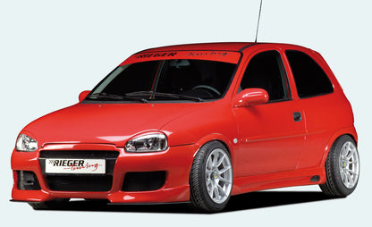 Opel Corsa B Rieger Seitenschweller nicht GSI links, mit Schacht, mit Ausschnitt, ABS, 
inkl. Alugitter, Gutachten, Montagezubehör