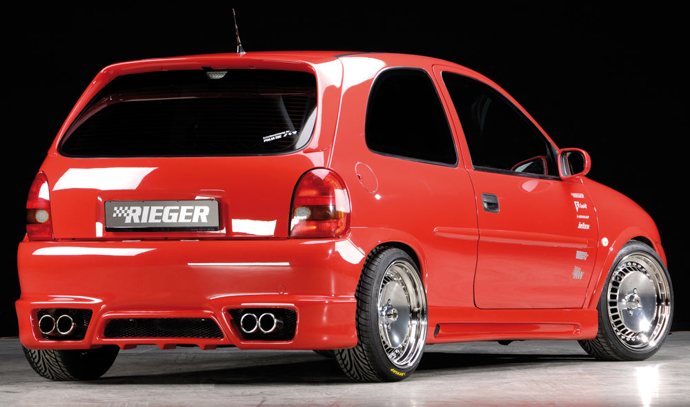 Opel Corsa B Rieger Seitenschweller nicht GSI links, mit Schacht, mit Ausschnitt, ABS, 
inkl. Alugitter, Gutachten, Montagezubehör