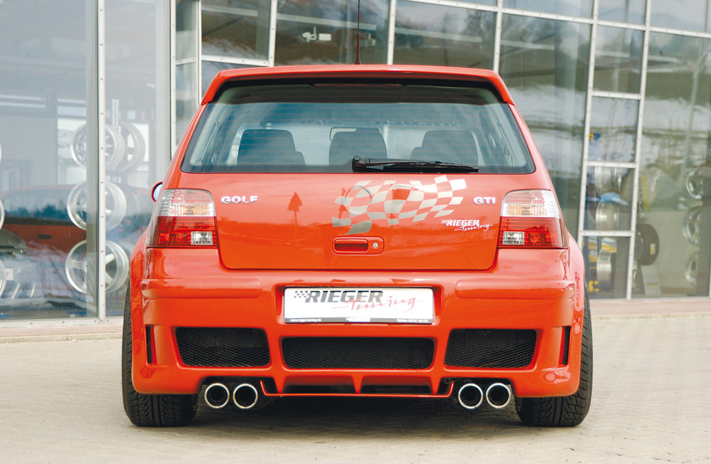 VW Golf 4 Rieger Heckschürze   Träger Nr. 00132896 zur Montage erforderlich mit zusätzlichen Lüftungsschlitzen, ABS, 
inkl. Alugitter, Montagezubehör, ABE