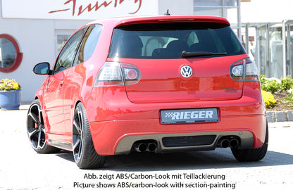 VW Golf 5 Rieger Heckansatz   für Golf 5 und Golf 5 GTI für Doppelendrohr li. u. re., ABS, 
inkl. Alugitter, Gutachten, Montagezubehör