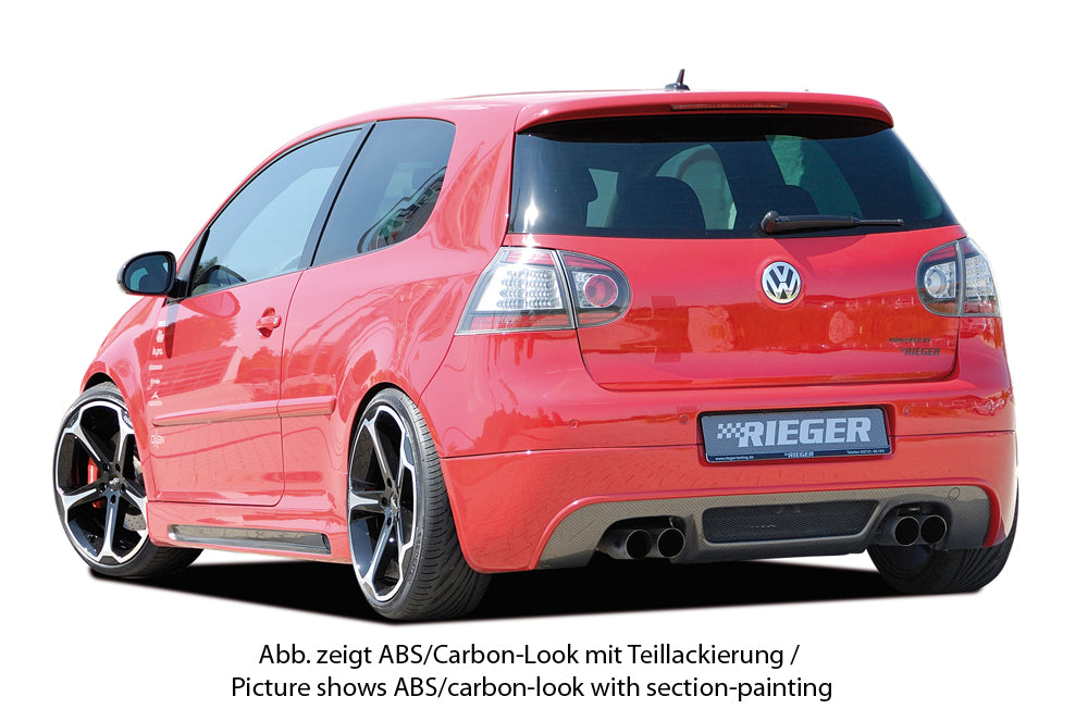 VW Golf 5 Rieger Heckansatz   für Golf 5 und Golf 5 GTI für Doppelendrohr li. u. re., ABS, 
inkl. Alugitter, Gutachten, Montagezubehör