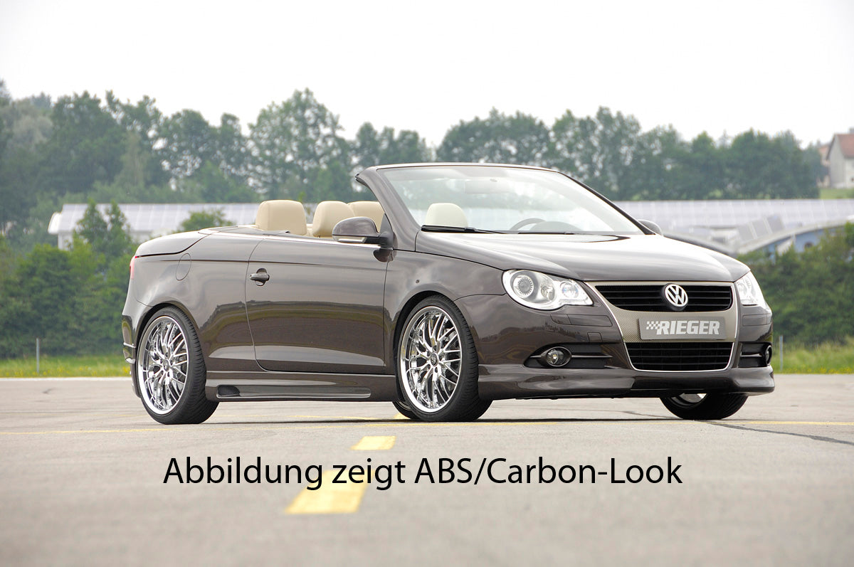 VW Eos (1F) Rieger Seitenschweller    links, mit Schacht, mit Ausschnitt, ABS, 
inkl. Alugitter, Gutachten, Montagezubehör