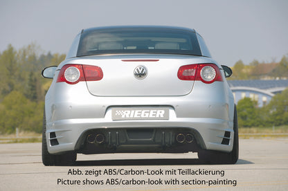VW Eos (1F) Rieger Heckansatz    für Doppelendrohr li. u. re., ABS, 
inkl. Alugitter, Gutachten, Montagezubehör