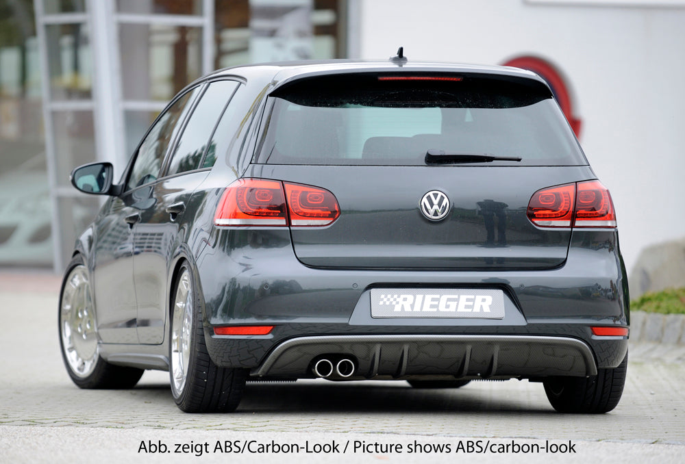 VW Golf 6 Rieger Heckeinsatz mit 2 Doppelfinnen  für orig. Doppelendrohr li, ABS, 
inkl. Montagezubehör, Gutachten