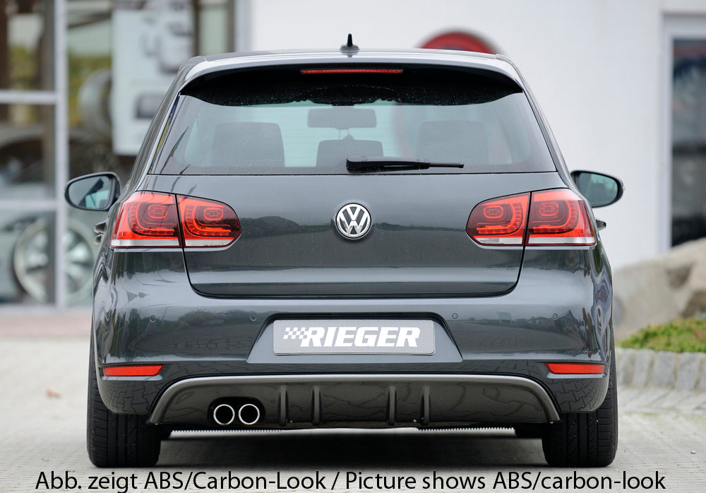 VW Golf 6 Rieger Heckeinsatz mit 2 Doppelfinnen  für orig. Doppelendrohr li, ABS, 
inkl. Montagezubehör, Gutachten