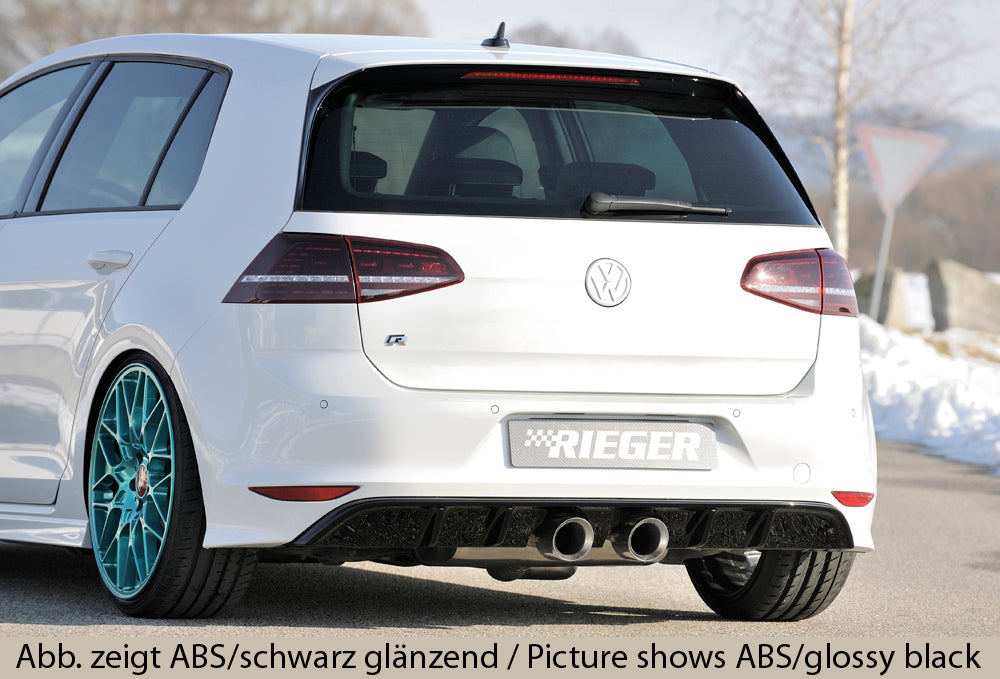 VW Golf 7 R Rieger Heckeinsatz  für Doppelendrohr mittig, (2x100mm ø), ABS, 
inkl. Montagezubehör, Gutachten