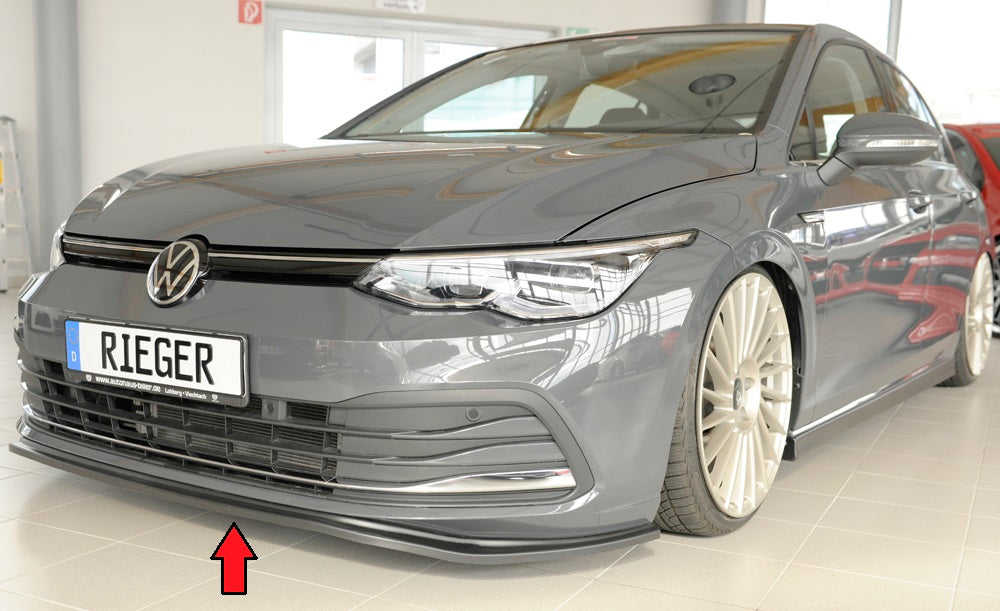 VW Golf 8 Rieger Spoilerschwert für orig. Frontschürze für orig. Frontschürze, ABS, 
inkl. Montagezubehör, ABE