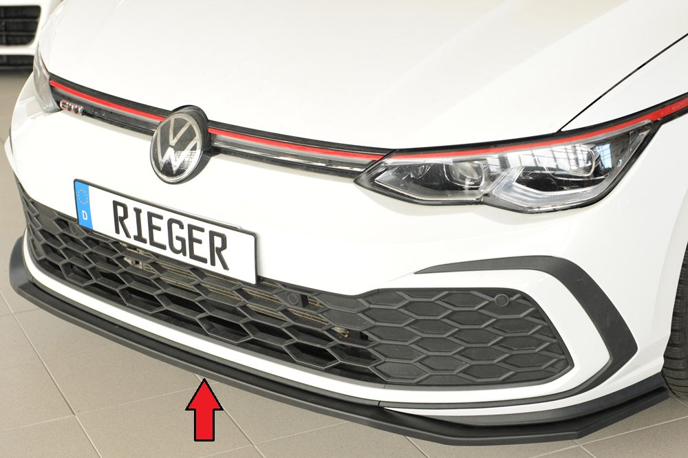 VW Golf 8 GTD Rieger Spoilerschwert nur für GTI / GTD / GTE für orig. Frontschürze, ABS, 
inkl. Montagezubehör, ABE