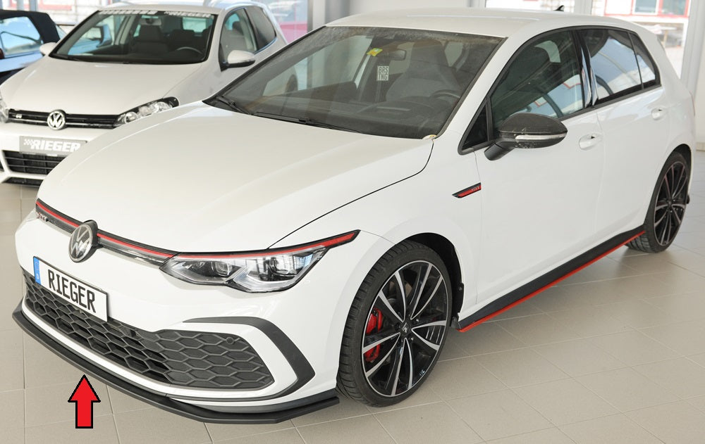 VW Golf 8 GTD Rieger Spoilerschwert nur für GTI / GTD / GTE für orig. Frontschürze, ABS, 
inkl. Montagezubehör, ABE