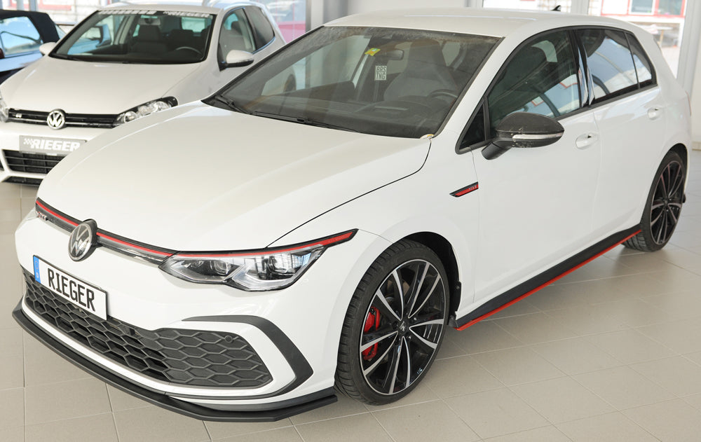 VW Golf 8 GTD Rieger Spoilerschwert nur für GTI / GTD / GTE für orig. Frontschürze, ABS, 
inkl. Montagezubehör, ABE