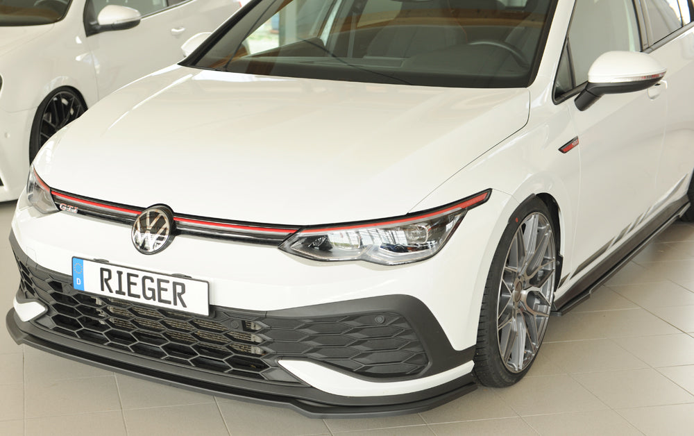 VW Golf 8 GTI Clubsport Rieger Spoilerschwert nur für GTI Clubsport für orig. Frontschürze, ABS, 
inkl. Montagezubehör, ABE