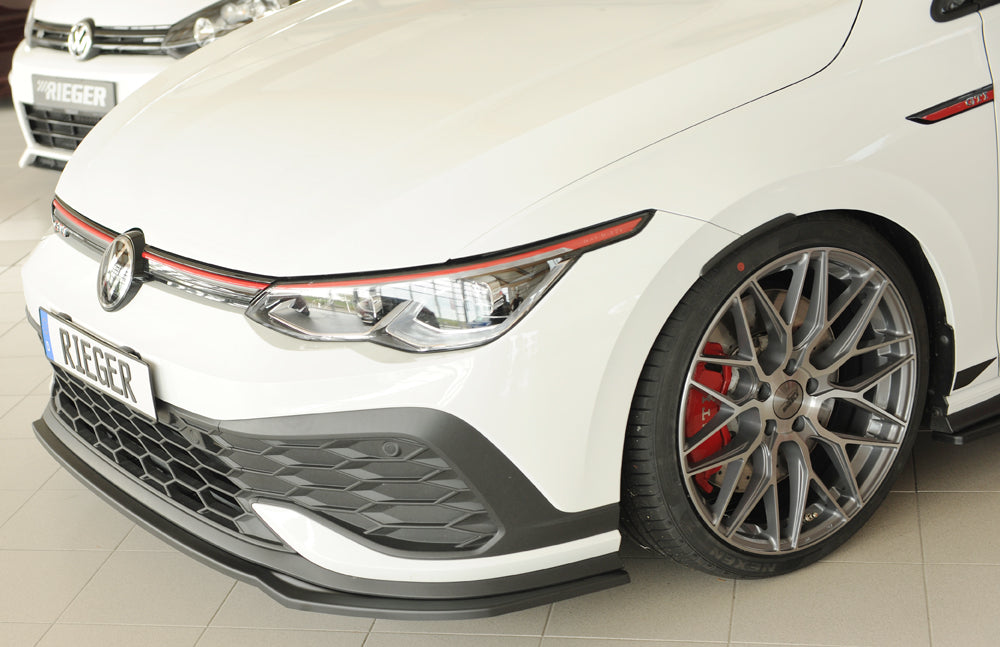 VW Golf 8 GTI Clubsport Rieger Spoilerschwert nur für GTI Clubsport für orig. Frontschürze, ABS, 
inkl. Montagezubehör, ABE