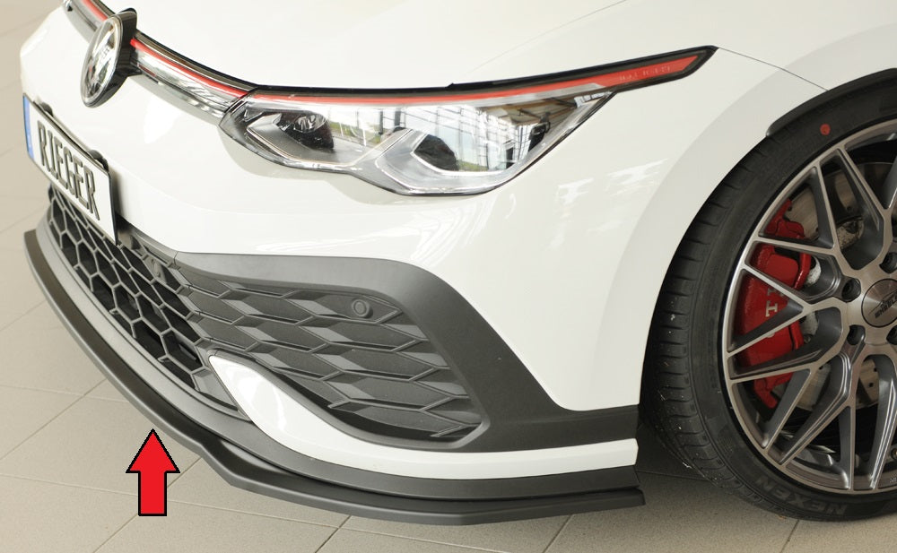 VW Golf 8 GTI Clubsport Rieger Spoilerschwert nur für GTI Clubsport für orig. Frontschürze, ABS, 
inkl. Montagezubehör, ABE