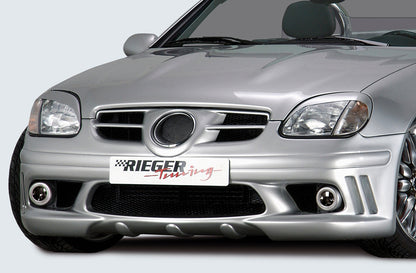 Mercedes SLK (R170) Rieger Spoilerstoßstange (orig. NSW passen nicht mehr) mit seitlichen Rippen, geschlossen, ABS, für Fzg. mit NSW, 
inkl. Alugitter, Montagezubehör, ABE