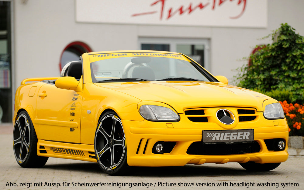 Mercedes SLK (R170) Rieger Spoilerstoßstange (orig. NSW passen nicht mehr) mit seitlichen Rippen, offen, ABS, für Fzg. mit NSW, 
inkl. Alugitter, Montagezubehör, ABE