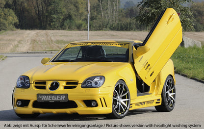 Mercedes SLK (R170) Rieger Spoilerstoßstange (orig. NSW passen nicht mehr) mit seitlichen Rippen, offen, ABS, für Fzg. mit NSW, 
inkl. Alugitter, Montagezubehör, ABE