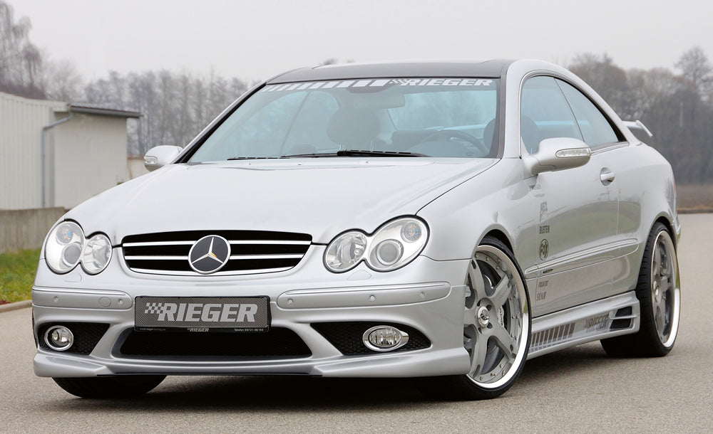 Mercedes CLK (W209) Rieger Seitenschweller  links, mit Schacht und 2 Ausschnitten, ABS, 
inkl. Montagezubehör, Gutachten, Alugitter