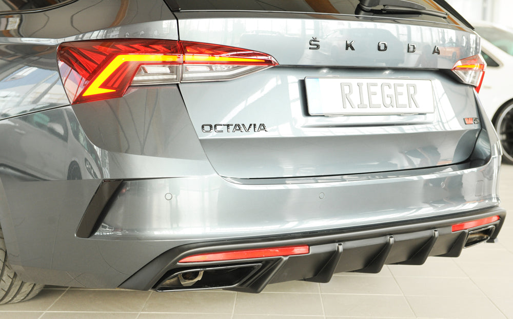 Skoda Octavia RS (NX) Rieger Heckeinsatz für orig. Endrohrblende li. u. re., ABS, für Fzg. ohne Anhängekupplung, 
inkl. Mo...