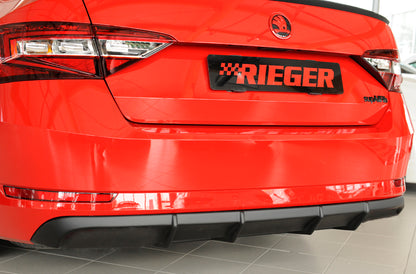 Skoda Superb III (3T/3V) Rieger Heckeinsatz ohne Aussparung für Endrohrblenden ABS, für Fzg. mit Einparkhilfe (PDC), 
inkl. Montagezubehör, Gutachten