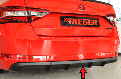 Skoda Superb III (3T/3V) Rieger Heckeinsatz ohne Aussparung für Endrohrblenden ABS, für Fzg. mit Anhängekupplung, Einparkhilfe (PDC), 
inkl. Montagezubehör, Gutachten