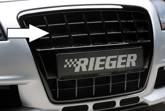 Audi A4 (8H) Rieger Grill mit integrierter Kennzeichenauflage für Spoilerstoßstange 55260 / 55262 für Spoilerstoßstange, ABS, schwarz glänzend, 
inkl. Alugitter