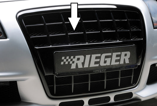 Audi A3 (8P) Rieger Grill mit integrierter Kennzeichenauflage für Spoilerstoßstange 56750/51 / 56743/44 für Spoilerstoßstange, ABS, schwarz glänzend, 
inkl. Alugitter