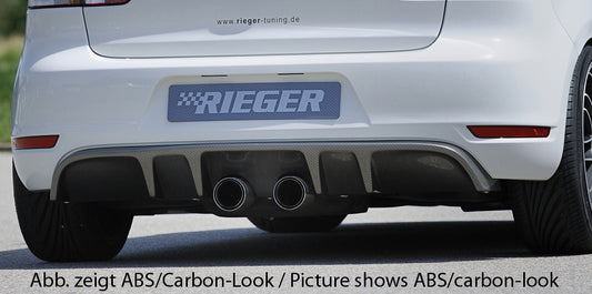 VW Golf 6 Rieger Heckeinsatz mit 2 Doppelfinnen  für Doppelendrohr mittig, ABS, schwarz glänzend, 
inkl. Montagezubehör, Gutachten
