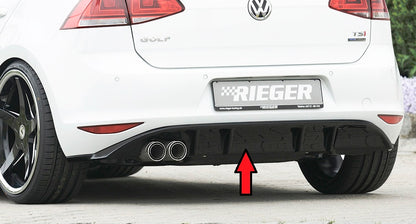 VW Golf 7 Rieger Heckeinsatz  für orig. Doppelendrohr li, ABS, schwarz glänzend, 
inkl. Montagezubehör, Gutachten