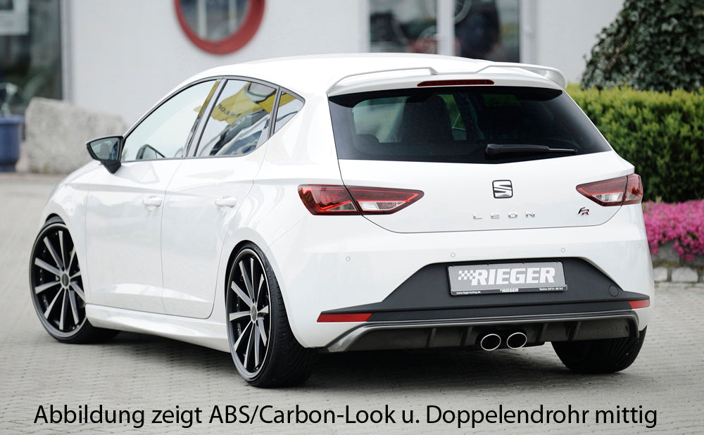Seat Leon FR (5F) Rieger Heckeinsatz  für Doppelendrohr li. u. re., ABS, schwarz glänzend, 
inkl. Montagezubehör, Gutachten