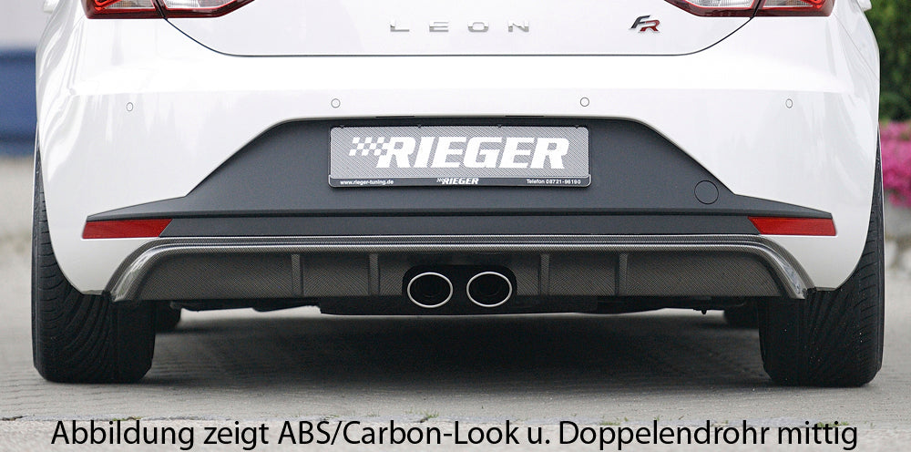 Seat Leon FR (5F) Rieger Heckeinsatz  für Doppelendrohr li. u. re., ABS, schwarz glänzend, 
inkl. Montagezubehör, Gutachten