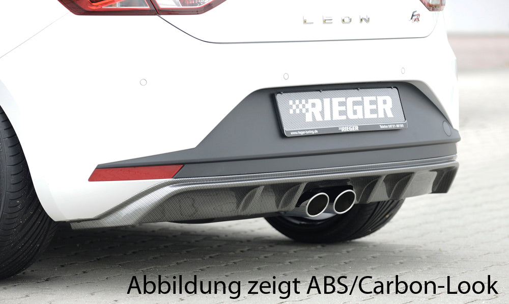 Seat Leon FR (5F) Rieger Heckeinsatz  für Doppelendrohr mittig, ABS, schwarz glänzend, 
inkl. Montagezubehör, Gutachten