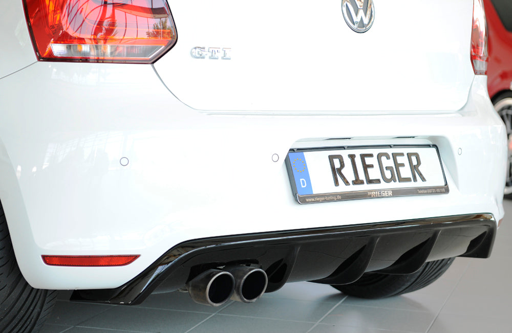 VW Polo 6 GTI (6R) Rieger Heckeinsatz (GBL-47213) für Doppelendrohr li., ABS, schwarz glänzend, 
inkl. Montagezubehör, Gut...