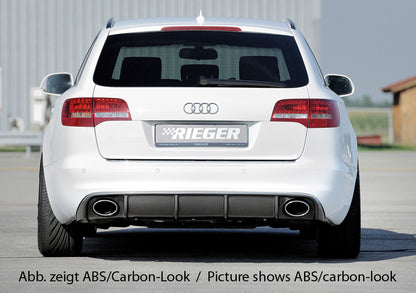 Audi A6 (4F) Rieger Heckeinsatz  für Sportendrohr li. u. re., (140x90mm oval), ABS, schwarz glänzend, für Fzg. ohne S-Line Exterieur, 
inkl. Montagezubehör, Gutachten