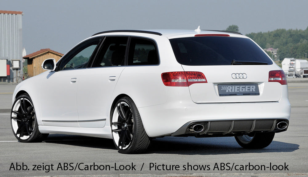 Audi A6 (4F) Rieger Heckeinsatz  für Sportendrohr li. u. re., (140x90mm oval), ABS, schwarz glänzend, für Fzg. ohne S-Line Exterieur, 
inkl. Montagezubehör, Gutachten