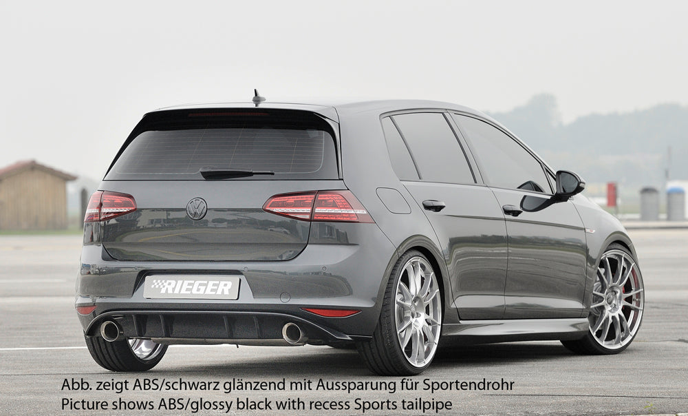 VW Golf 7 GTI Rieger Heckeinsatz  für orig. Endrohr li. u. re., ABS, schwarz glänzend, 
inkl. Montagezubehör, Gutachten