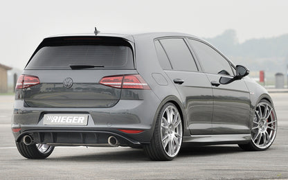 VW Golf 7 Rieger Heckeinsatz  für Sportendrohr li. u. re., (100mm ø), ABS, schwarz glänzend, 
inkl. Montagezubehör, Gutachten