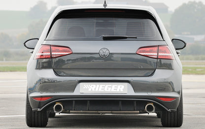 VW Golf 7 Rieger Heckeinsatz  für Sportendrohr li. u. re., (100mm ø), ABS, schwarz glänzend, 
inkl. Montagezubehör, Gutachten