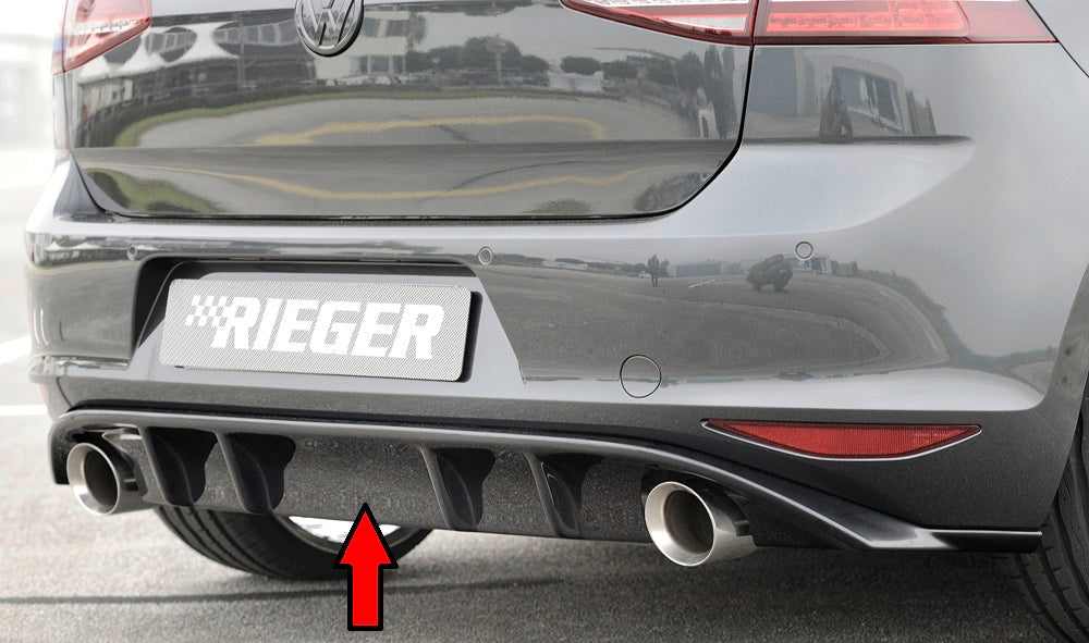 VW Golf 7 Rieger Heckeinsatz  für Sportendrohr li. u. re., (100mm ø), ABS, schwarz glänzend, 
inkl. Montagezubehör, Gutachten